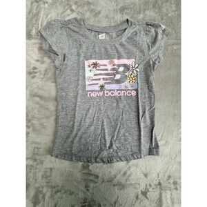New Balance Kids Gray Floral Graphic Short Sleeve T Shirt Size M (10/12)